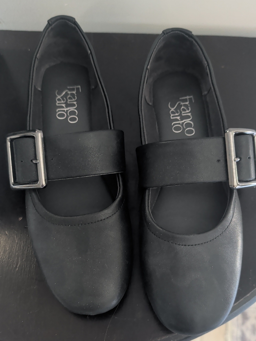 Franco Sarto Kids Black Mary Jane with Silver Buckle